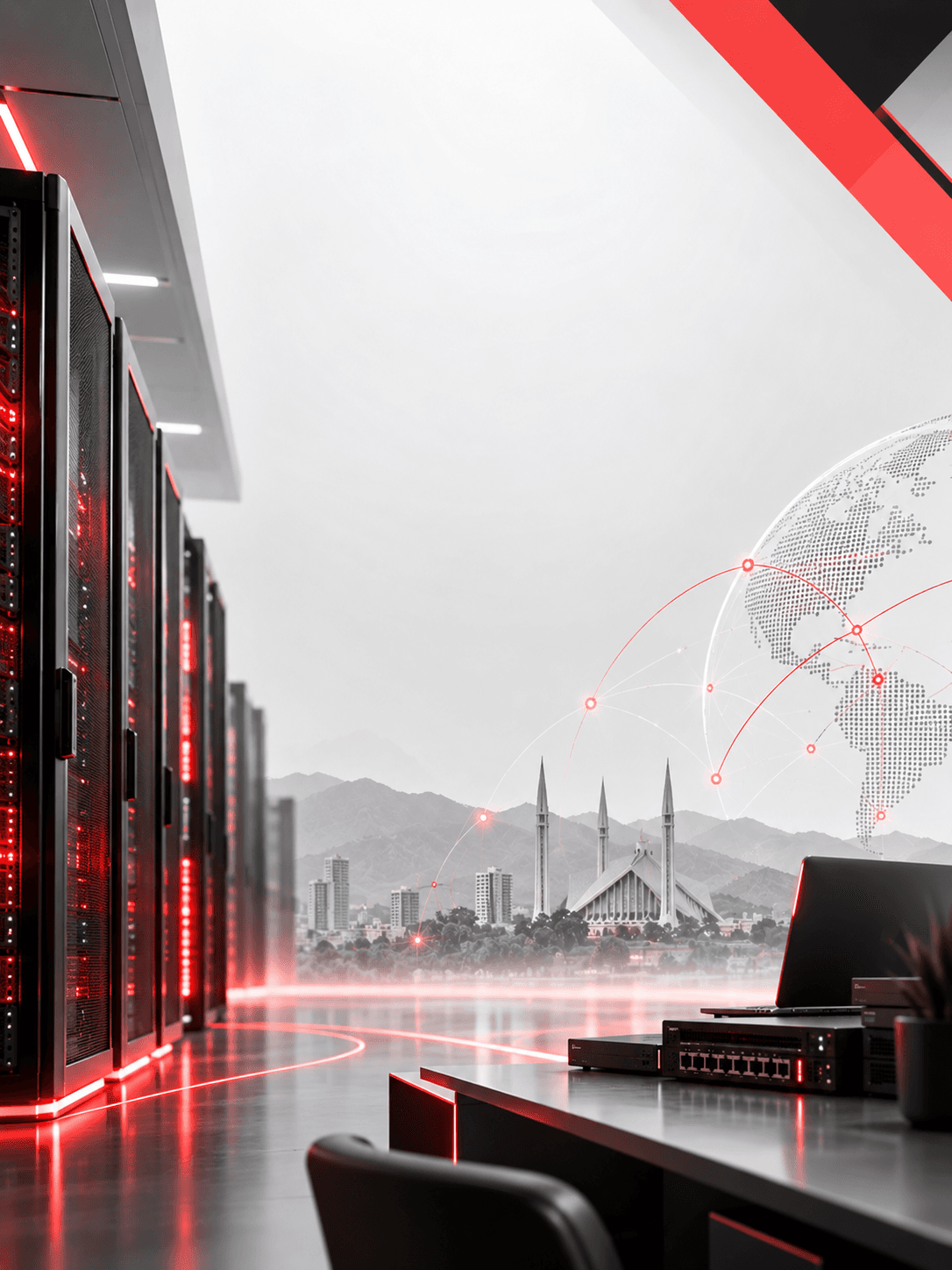 SV Tech engineers working in an enterprise data centre in Pakistan